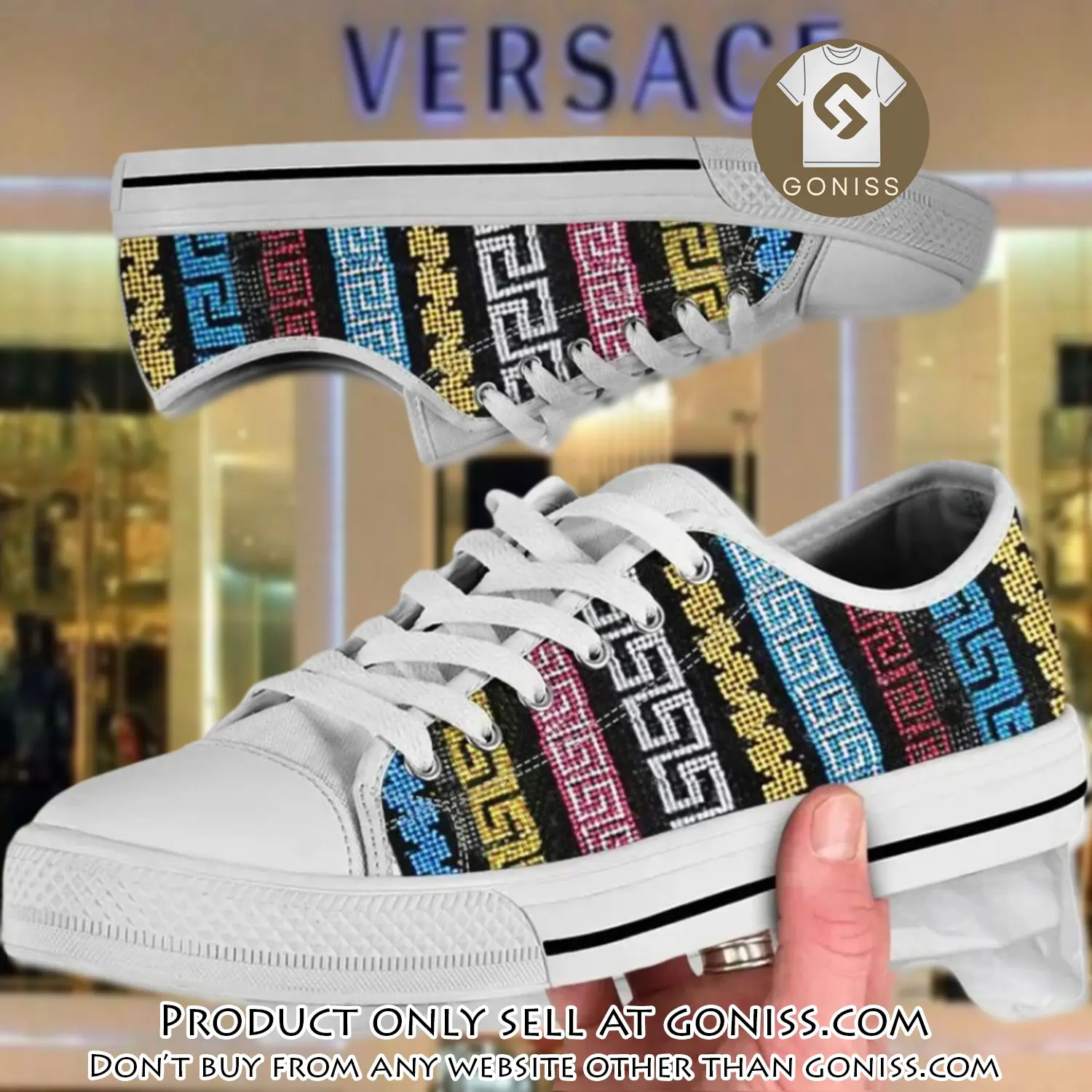 Versace multicolor low top canvas shoes luxury brand gifts for men women gn0121771